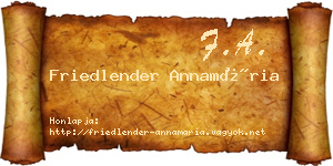 Friedlender Annamária névjegykártya